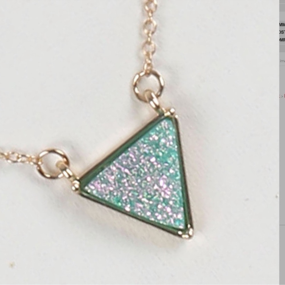 Farah Jewelry Green and Pink Triangle Necklace